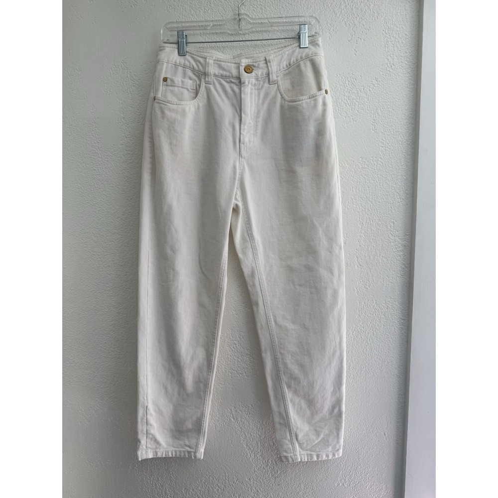 Brunello Cucinelli The Baggy Jean Tapered Leg US Size 4 White Neutral Italian